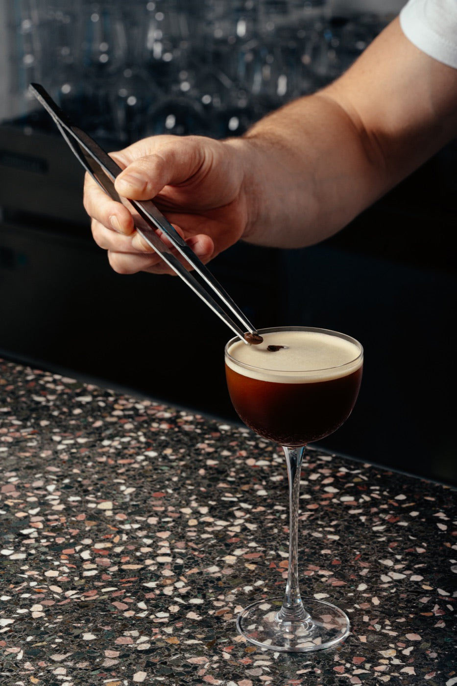 コーヒー豆を飾ったEspresso Qualtini